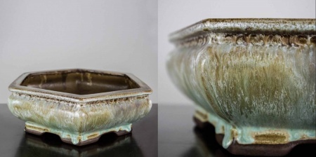 Ręcznie wykonana donica ceramiczna do bonsai, szkliwiona